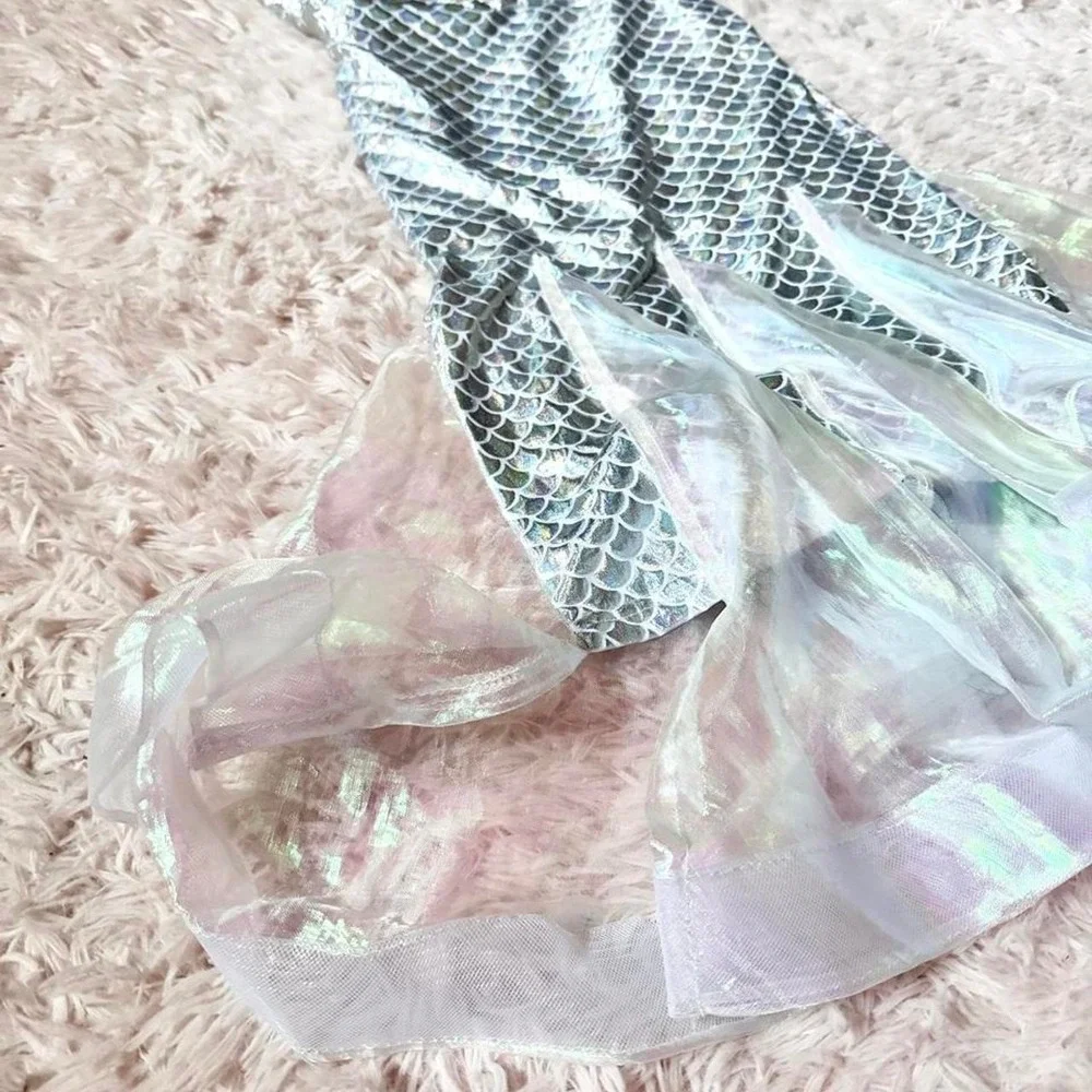 Silver Holographic Ethereal Mermaid Goddess Costume Girls 8 Mystical Cosplay
